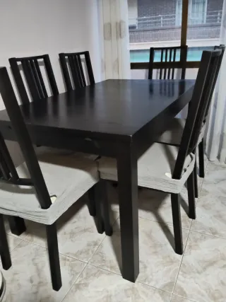 Mesa extensible Ikea 140cm + 6 sillas