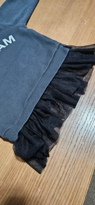 Set bambina felpa zara BALLET TEAM e jeans bianchi