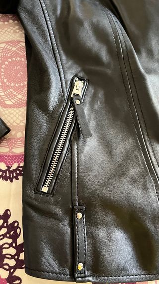 Cazadora Piel Negra Mango