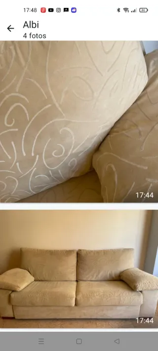 Sofá 3 plazas beige moderno y elegante