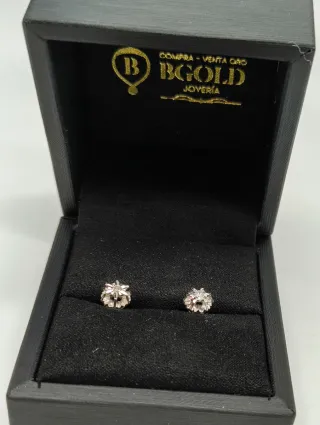 Pendientes presión Oro Blanco 18kt diamantes