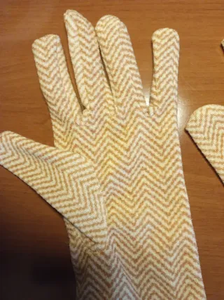 Guantes Vintage Tejido Poliéster Beige y Amarillo