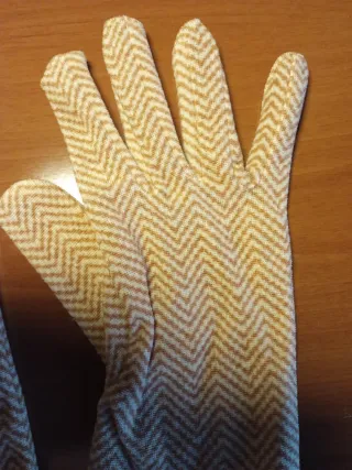 Guantes Vintage Tejido Poliéster Beige y Amarillo