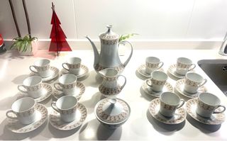 Juego café porcelana Santa Clara 12 serv. +vajilla