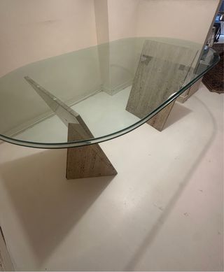 Mesa Comedor Cristal y Mármol Vintage 160x90