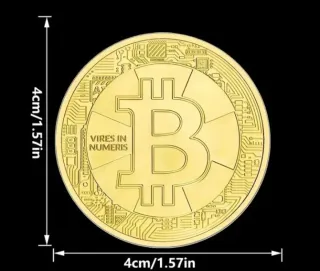 Moneta Commem. Bitcoin Acciaio Placcato Oro