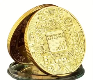 Moneta Commem. Bitcoin Acciaio Placcato Oro