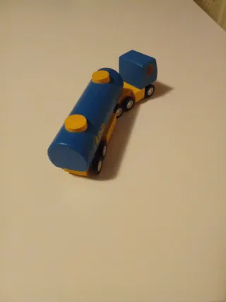 Camión Cisterna Madera Azul y Amarillo