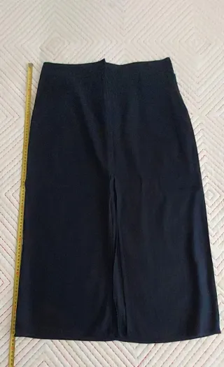 Falda Lino Zara Azul Marino Talla L