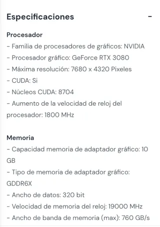 Tarjeta Gráfica EVGA GeForce RTX 3080