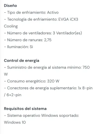 Tarjeta Gráfica EVGA GeForce RTX 3080