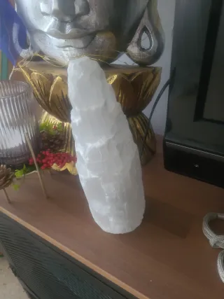 Lámpara Selenita 25cm Piedra Blanca