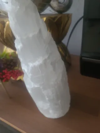 Lámpara Selenita 25cm Piedra Blanca