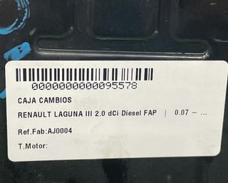 Aj0004 caja cambios renault laguna 2.0 dci 95578