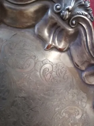 Vassoio in rame argentato con manici