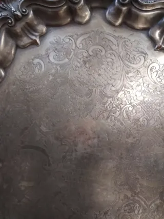 Vassoio in rame argentato con manici