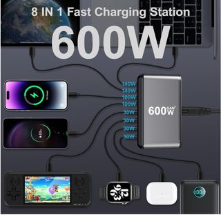 Caricatore Rapido GaN 600W 8 Porte USB-C/A Nuovo