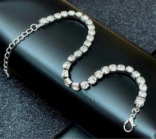 Pulsera circonitas acero inoxidable plateada