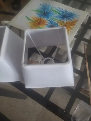 2 Pantallas Papel Lámpara Mesita Noche