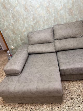 Sofá modular gris piel sintética- doble L