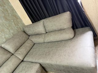 Sofá modular gris piel sintética- doble L
