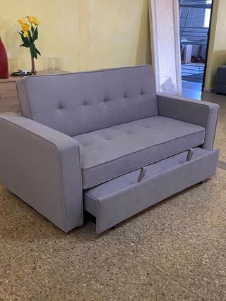 SOFA CAMA GRIS TELA COMODO NUEVO EN OFERTA