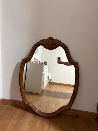 Espejo antiguo madera y cristal