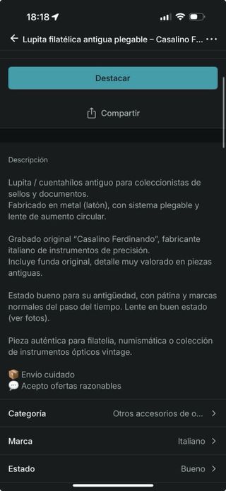 Lupa cuenta hilos antigua Casalino