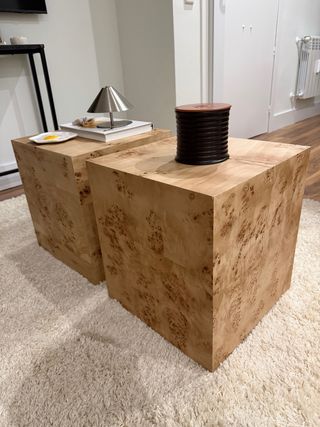 Mesa cubo madera natural (1 pz)