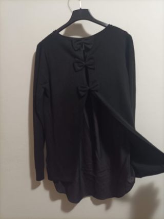 Maglia nera donna doppio strato retro