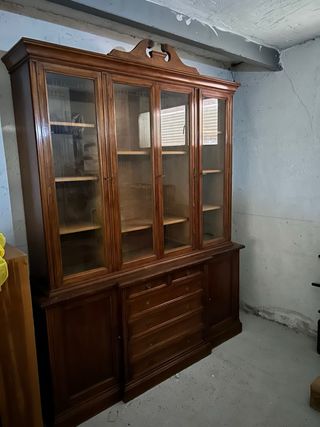Vitrina madera y cajonera años 40