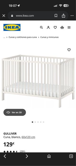 Cuna Gulliver IKEA Blanca 60x120 cm