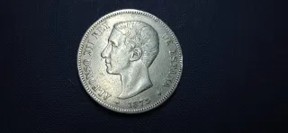 5 Pesetas Plata Alfonso XII 1875