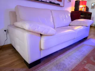 Sofá de Piel Crudo-Marfil 3 Plazas