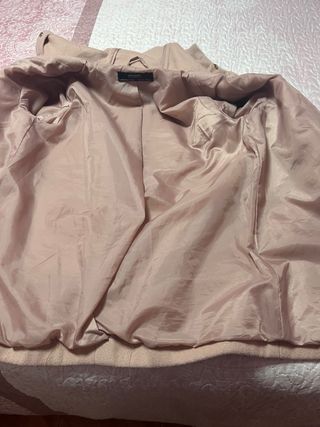 Chaquetón mujer rosa palo con capucha