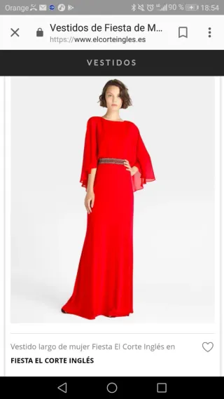 Vestido fiesta rojo El Corte Inglés. Usado una vez