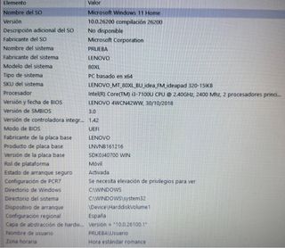 Portátil Lenovo Ideapad 320-15IKB Plata Windows 11
