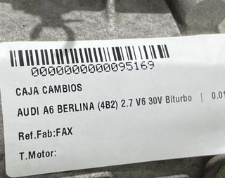 Caja cambios audi 95169 fax a6 2.7 v6 30v biturbo