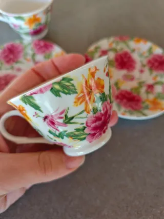 Set 2 tazzine caffè con piattini floreali