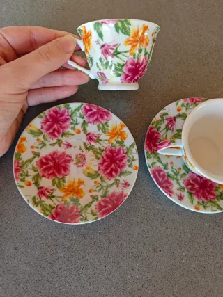 Set 2 tazzine caffè con piattini floreali