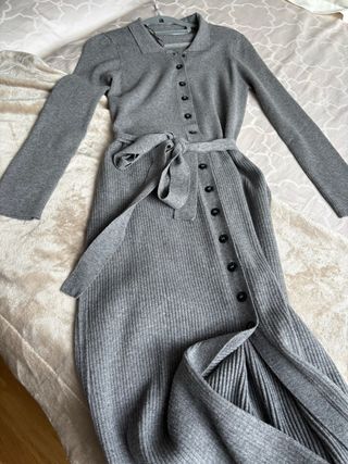 Vestido de punto gris talla L