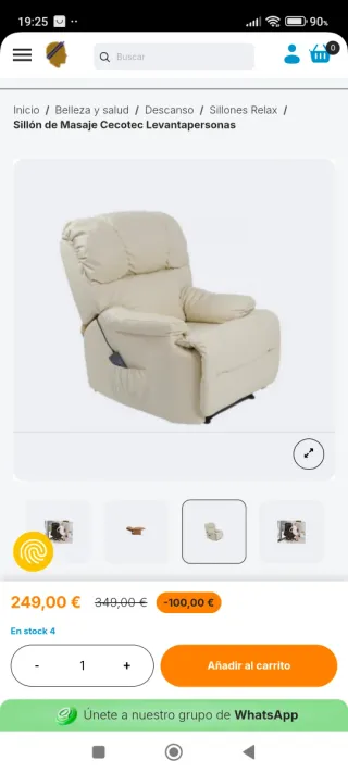 Sillón Masaje Cecotec Levantapersonas Beige