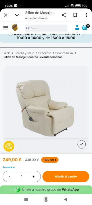 Sillón Masaje Cecotec Levantapersonas Beige