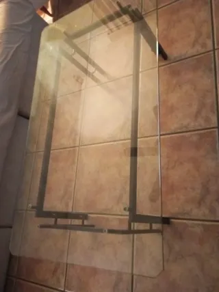 Mesa de centro cristal y metal