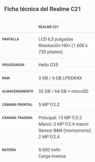 MOVIL REALME C21 ¡¡¡PRECINTADO SIN ABRIR!!!