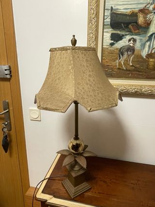 Lamparita de mesa vintage tela y metal