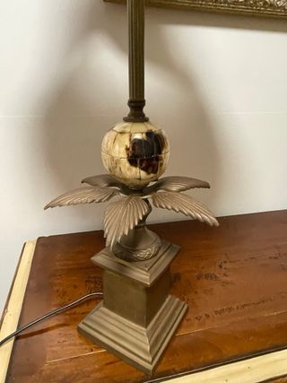 Lamparita de mesa vintage tela y metal