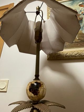 Lamparita de mesa vintage tela y metal