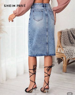 Falda vaquera mujer desgastada