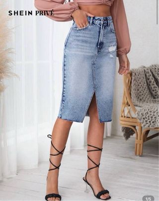 Falda vaquera mujer desgastada